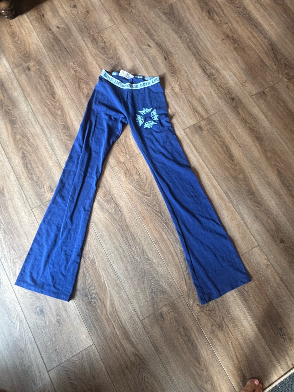 Boys Lie Blue Flared Lounge Pants with Mint Waistband